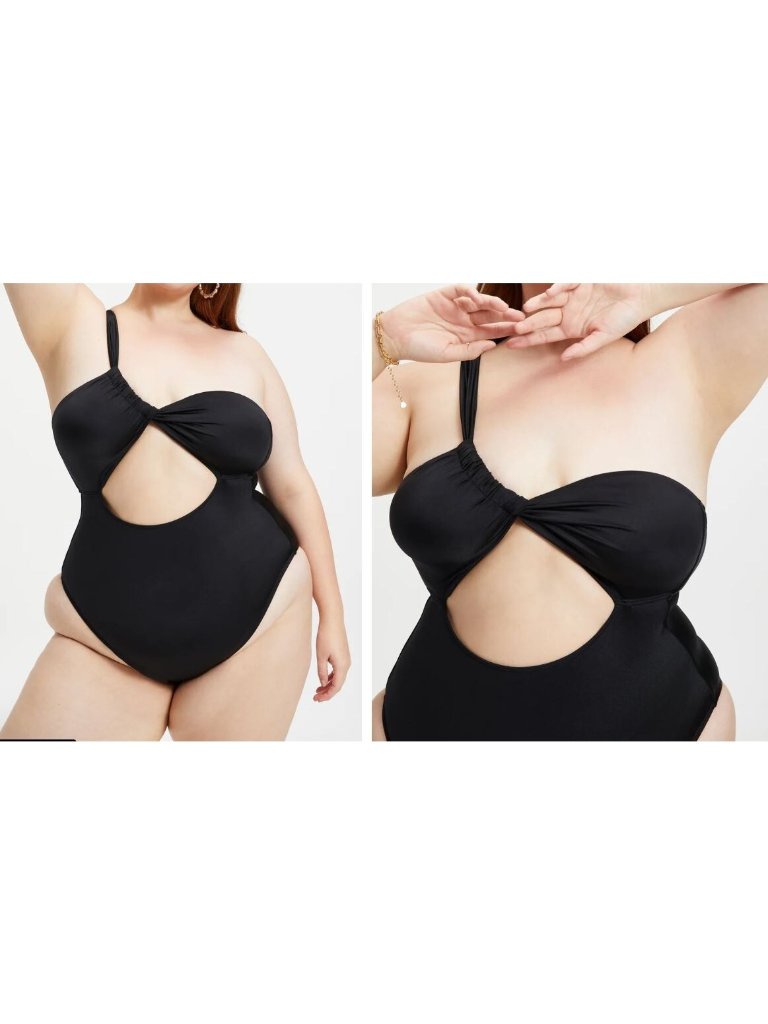 Good American Bali One-Piece Swimsuit Cutout Stretch Black 6 Us 3xl